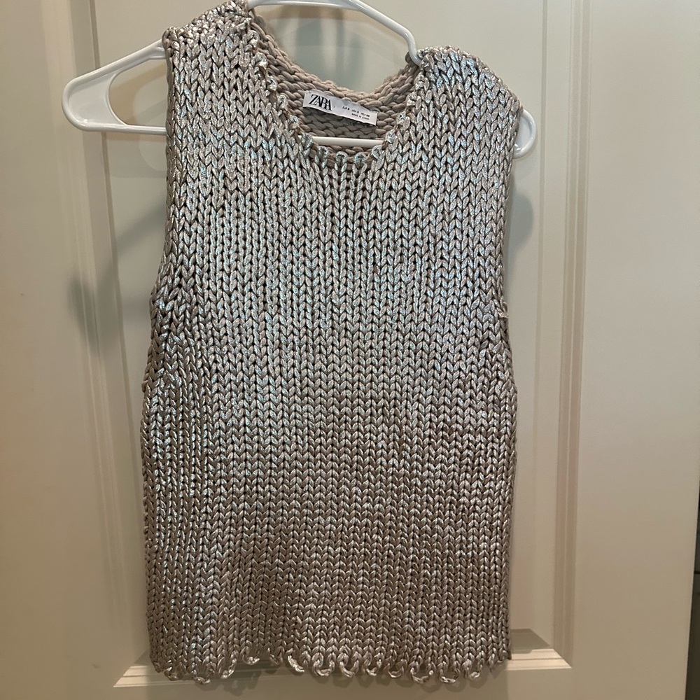 Zara Metallic Knit Vest